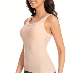 Women's Beige Ribbed/Padded Tank/Camisole Top XL NWOT